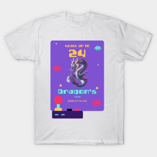 Level Up to 2024: Pixel Dragon's Retro Year Tee T-Shirt